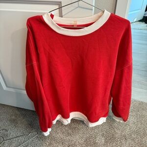 We the Free Graphic Red and White Women's Classic Oversized Sweater